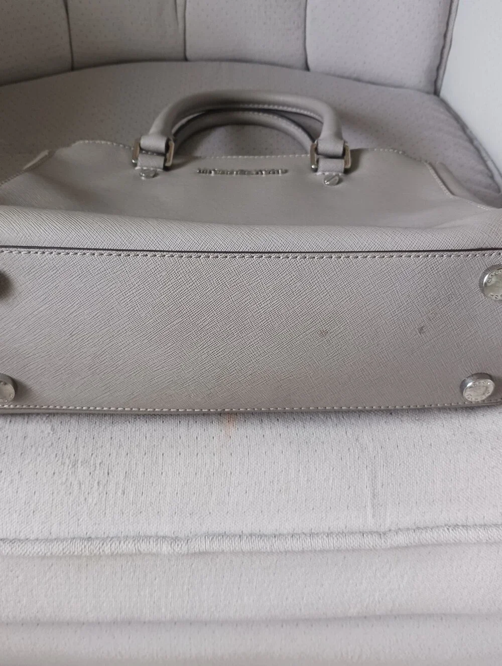 Michael Kors Light Gray Saffiano Leather Satchel